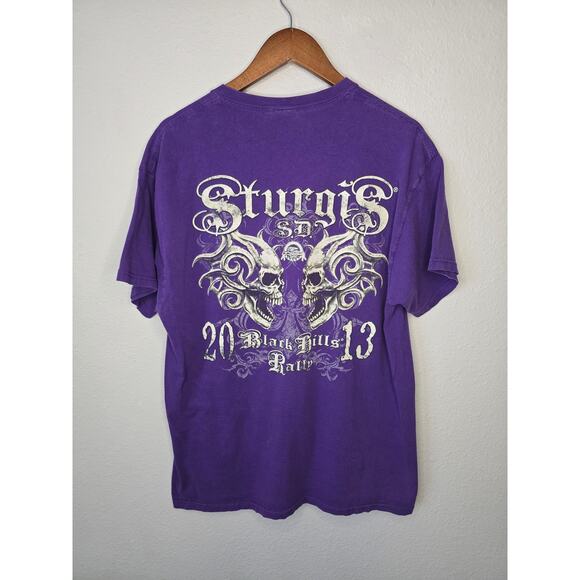 Sturgis Skull Shirt Mens Purple XL 2013 Black Hills Rally Motorcycle Tee - Picture 1 of 11